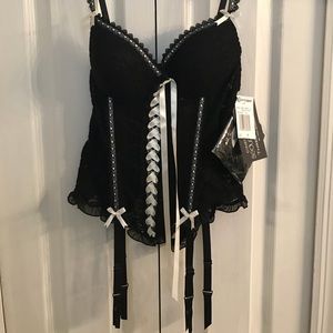 3 piece black corset set